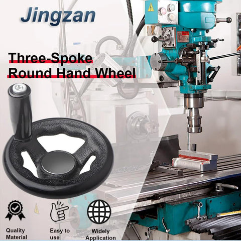 Lote de dos volantes redondos de tres radios, con Inch de 10 Inch y Inch 1,2 Inch , con pomo giratorio, para uso en maquinaria