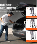 Three-step wheel removal demonstration for ✝️ Aluminum Truck, 2 in 1, 800 lbs Load Capacity, Heavy Duty Industrial Convertible Folding Hand Truck and Dolly.