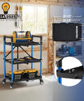 Three Tier Collapsible Service Cart With Wheels For Garage Warehouse Home And Office Foldable Utility Cart Holds Up To 210 Lbs