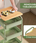Three Tier Rolling Cart With Table Top Heavy Duty Metal Utility Cart With Locking Wheels And Hooks For Office