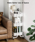 Three Tier Metal Rolling Utility Cart by Pipishell A Workhorse On Wheels With Two Lockable Wheels Great For Kitchen Dining Room And Living Room Storage And Organization Heavy Duty Mesh Shelves Mobile Serving Cart In White
