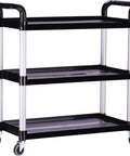 Heavy Duty Plastic Utility Cart With Wheels 510 Lb Capacity Three Tier Rolling Service Cart for office, kitchen, restaurant, or garage