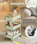 Three Tier Rolling Cart With Table Top Heavy Duty Metal Utility Cart With Locking Wheels And Hooks in living room setup