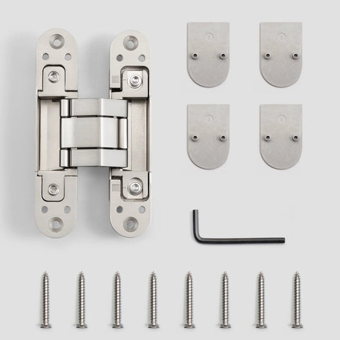 Three Way Adjustable Invisible Hinges For Hidden Doors Concealed Hinges Slick Zinc Alloy 180 Degree Swing 5.5 Inch By YAGU with screws and tool
