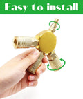 Air Splitter Three Way Manifold With Brass Industrial Couplers And One Quarter Inch Plug For Air Compressor Hose Quick Connect Fittings, handheld