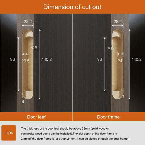 Concealed hinge diagram: 5.5-inch matte-silver zinc alloy hinge with door leaf and door frame dimensions.