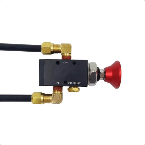 PartLogix Three Way Push Pull Manual Tailgate Dump Air Valve Kit for Semi Trailer Axle with Exhaust Silencer side view