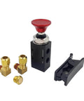 PartLogix Three Way Push Pull Manual Tailgate Dump Air Valve Kit with valve, fittings, and tube cutter