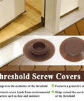 20Pcs Threshold Screw Covers for Door Sill Cap, Door Threshold Plugs for Hiding Screws, Plastic, shown near door sill.