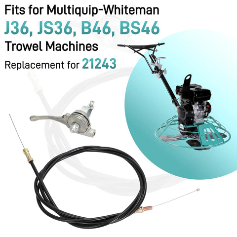 Throttle Cable Kit Upgrade for J36 JS36 B46 BS46 Trowel Machines shown with installation diagram and model compatibility