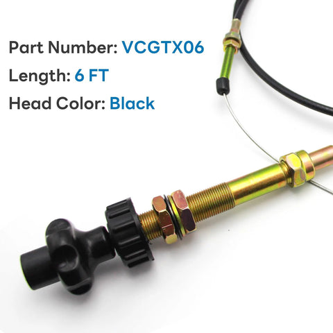 6 ft Vernier Adjustable Lock Cable with stainless core, dual ball locks, and black removable head, VCGTX06 part number visible