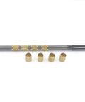 Throttle Shaft Bushing Repair Kit for Carburetors Five Sixteenth Shaft With Eight Brass Bushings and One Reamer on white background.