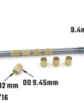 Throttle Shaft Bushing Repair Kit for Carburetors Five Sixteenth Shaft With Eight Brass Bushings and One Reamer displayed with size annotations