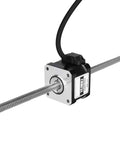 Close-up of Through Shaft Nema 17 Stepper Motor TR8x8 400mm 2 Phase 1.8° High Torque 0.3Nm Bipolar 42 Step Motor on metal rod