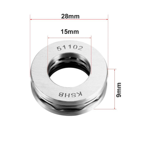 Thrust Ball Bearing Set 15mm Bore 28mm Outer Diameter 9mm Width Chrome Steel ABEC3 Single Row Three Piece Pack dimensions diagram