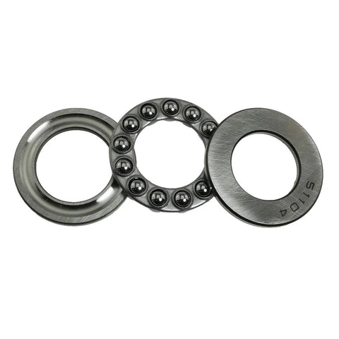 Thrust Ball Bearing 20x35x10mm Flat Single Row 2 Pack with shaft ring, seat ring, and ball cage in heavy-duty steel for crane hooks use.