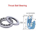 Two Pack 30mm Bore Thrust Ball Bearing Axial 47mm Outer Diameter 11mm Thickness Chrome Steel 52100 With Brass Cage diagram