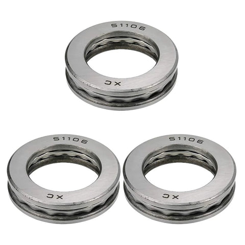 Three Thrust Ball Bearings 30mm Bore 47mm OD 11mm Width Pack Of 3 for Low Speed Axial Load Made From Chromium Steel GCr15 Rannb 51106