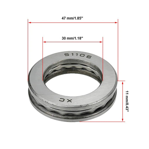 Thrust Ball Bearing 30mm Bore 47mm Outer Diameter 11mm Width Pack Of 3 For Low Speed Axial Load Made From Chromium Steel GCr15 Rannb 51106
