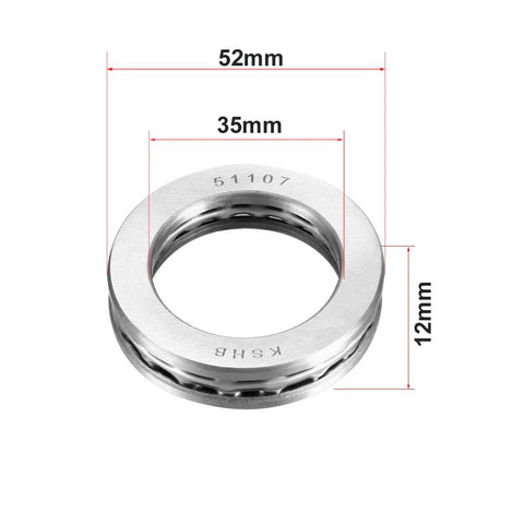 Thrust Ball Bearings 35mm Bore 52mm Outer Diameter 12mm Width Chrome Steel ABEC 3 Single Row 2 Pack Heavy Duty Wear Resistant High Temperature