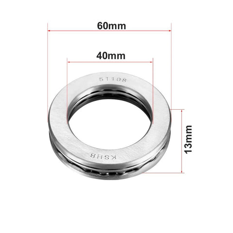 Heavy Duty Thrust Ball Bearings 40mm Bore, 60mm Outer Diameter, 13mm Width, Chrome Steel AISI 52100 ABEC 3 Single Row, Set of 2