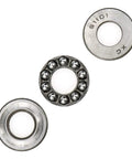 Durable Thrust Ball Bearing For Low Speed Axial Load 12mm Bore By 26mm Outer Diameter By 9mm Thick Precision Chromium Steel GCr15 Construction 51101 Series Pack Of 6 Ideal For Machinery Replacements And Go To Heavy Duty Applications Rannb showing disassembled components.
