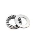 Thrust Ball Bearing 2 Pack 51105, plane axial ball bearings, 25mm bore chrome steel with brass cage, front view showing components.