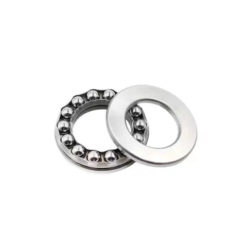 Thrust Ball Bearing 2 Pack 51105, plane axial ball bearings, 25mm bore chrome steel with brass cage, front view showing components.