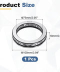 Thrust Ball Bearing With 75mm Bore And 100mm Outer Diameter, 19mm Thick, Heavy-Duty Chrome Steel Axial Roller Bearing ABEC5