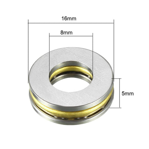 Durable Thrust Ball Bearing Set 8mm x 16mm x 5mm Bore Outer Diameter Chrome Steel 52100 Brass Cage for Precise Machinery