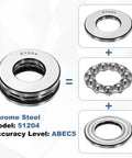 Thrust Ball Bearing 20mm Bore 40mm Outer Diameter 14mm Thick 2 Pack Chrome Steel Axial Ball Bearing ABEC5 Single Row Roller With Metal Cage