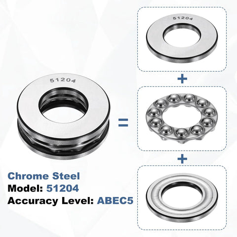 Thrust Ball Bearing 20mm Bore 40mm Outer Diameter 14mm Thick 2 Pack Chrome Steel Axial Ball Bearing ABEC5 Single Row Roller With Metal Cage