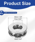 Heavy Duty Thrust Ball Bearing Set 17x35x12mm For Precision Machinery dimensions illustration, chrome steel material.