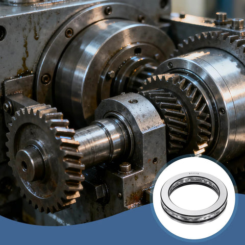 Industrial machinery showcasing installed Thrust Ball Bearing With 75mm Bore And 100mm Outer Diameter, 19mm Thick, Heavy-Duty Chrome Steel Axial Roller Bearing ABEC5 Precision 51115 Single Row For Industrial Machinery And Equipment, Built To Last In Tough Conditions uxcell.