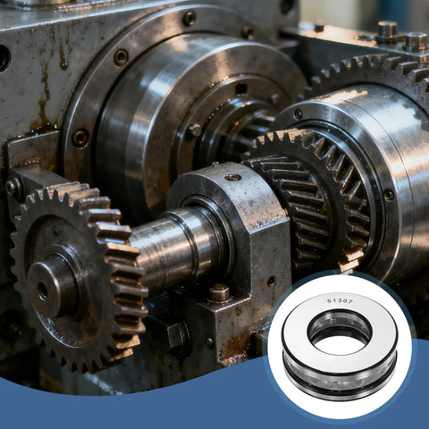 Heavy Duty Thrust Ball Bearing Uxcell For Machinery And DIY Projects with gears, 35mm bore, chrome steel, 51307, ABEC5, installed in equipment