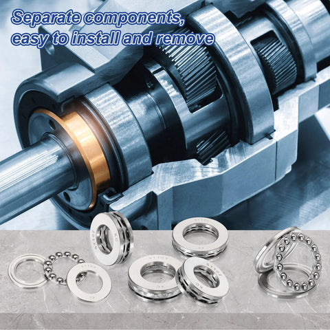 PATIKIL 51203 thrust ball bearings, 17x35x12 mm, 2 pcs, chromium steel (GCr15), silver bearings and rings