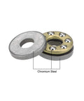 Thrust Ball Bearing Set 3 Mm Bore 8 Mm Outer Diameter 3.5 Mm Width Chrome Steel AISI 52100 Brass Cage Single Direction