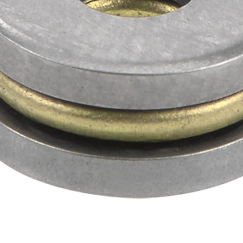Close-up of Thrust Ball Bearing Set 3 mm Bore 8 mm Outer Diameter 3.5 mm Width Chrome Steel AISI 52100 Brass Cage Single Direction