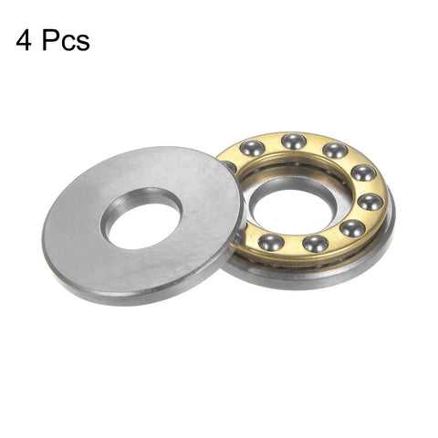 4Pcs F8-22M Miniature Thrust Ball Bearings With 8mm Bore 22mm Outer Diameter 7mm Thick Chrome Steel Brass Cage Washers