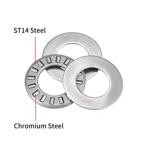 Heavy Duty Thrust Needle Roller Bearing Kit With Washers made of chromium and ST14 steel, showcasing needle rollers and washers