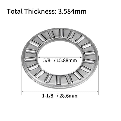 TC1018 Thrust Needle Roller Bearings With Washers Five Eighths Inch Bore One And One Eighth Inch Outer Diameter Five Sixty Fourths Inch Width Five Pack For Heavy Duty Machinery Chromium Steel Rollers And Steel Cage For Quiet Low Noise Operation