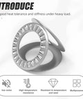 Heavy-Duty Thrust Needle Roller Bearing Set With Washers For Conveying Equipment, Robots, Elevators, Rolling Mills And Heavy Machinery, 3/4 Inch Bore, 1-1/4 Inch OD, NTA1220 2TRA Steel Industrial Bearings MEANLIN displayed with heat tolerance features.