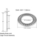 Diagram of Heavy Duty Thrust Needle Roller Bearings With NTA1423 And Two Washers For High Load Applications In Chrome Steel