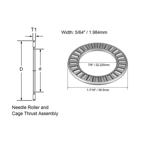 Diagram of Heavy Duty Thrust Needle Roller Bearings With NTA1423 And Two Washers For High Load Applications In Chrome Steel