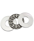 Thrust Needle Roller Bearing Set AXK1024 With Washers, heavy-duty steel, showing 2 bearings with 4 washers, 10mm bore, 24mm OD, 4mm width
