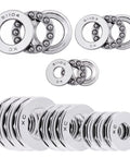 Nine Piece Thrust Needle Roller Bearing Set With Washers In Three Sizes 10x24x9Mm 17x30x9Mm And 20x35x10Mm Chrome Steel