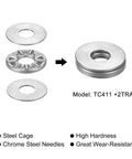 Thrust Needle Roller Bearings With Washers TC411 One Quarter Inch Bore Eleven Sixteenths Inch OD diagram with assembly view.