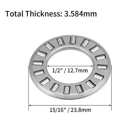 TC815 Thrust Needle Roller Bearing With Washers 1/2 Inch Bore 15/16 Inch OD 5/64 Inch Width Chrome Steel Front View