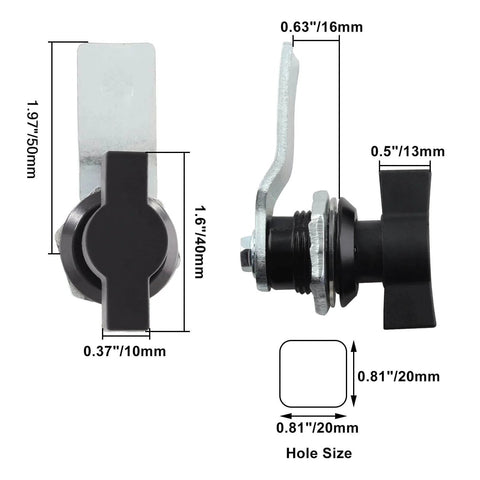 Two Pack Thumb Operated Offset Cam Lock Fits On Panels Up To Nine Millimeters Thick With T Handle Swing Knob Turn Cam Lock