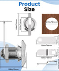 Thumb Operated Offset Cam Lock Five Eighth Inch Keyless Compartment Replacement Lock For RV Storage Doors Cabinets Mailboxes Drawers And Vehicles Durable Zinc Alloy Construction With Easy One Hand Locking dimensions and components view